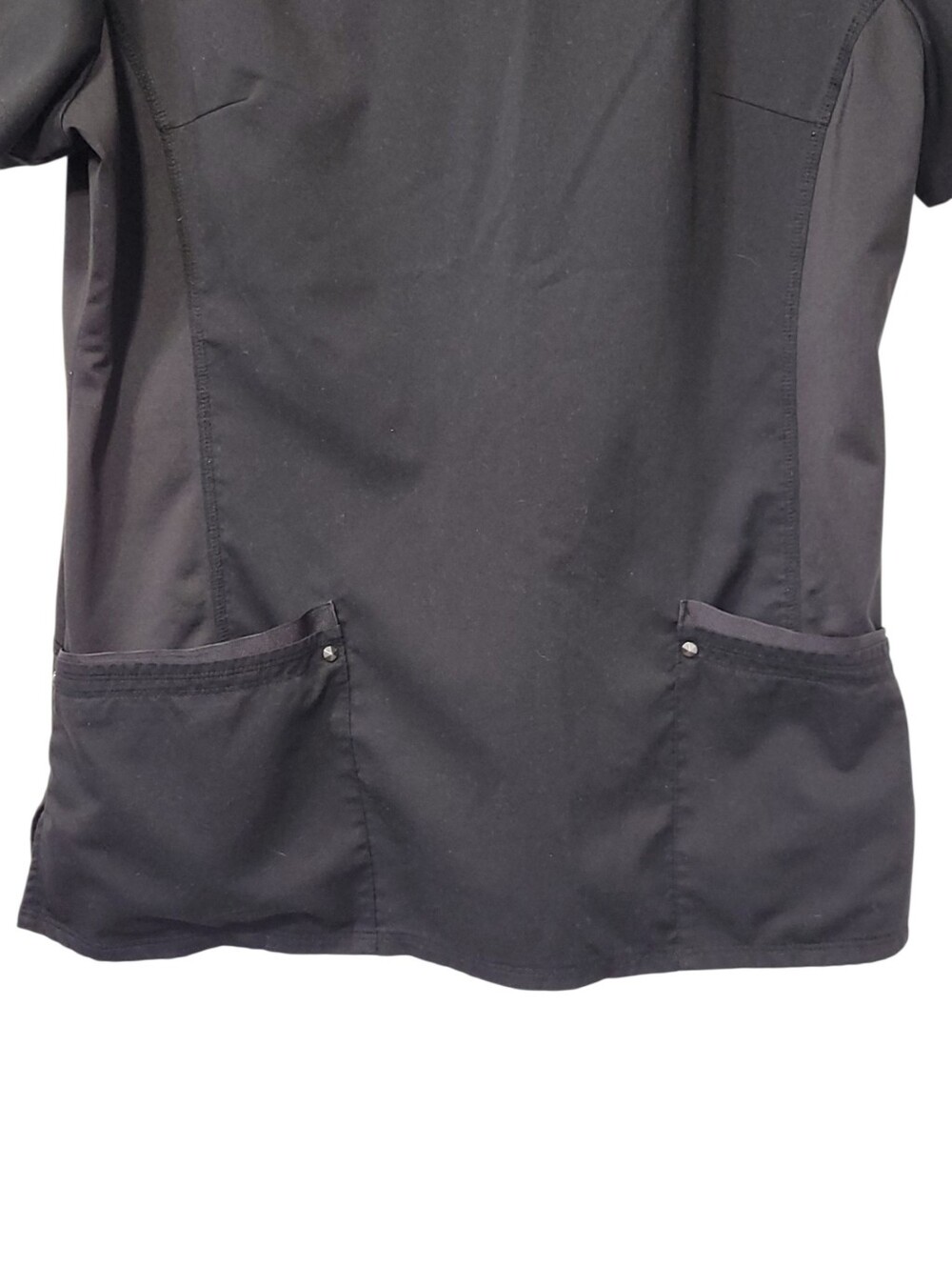 Purple Label Yoga Black Scrub Top Large Stretch V Neck 2 Pocket Medical Uniform - Picture 5 of 11